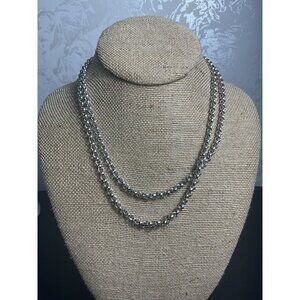 Long or Double Strand Silver-Tone Necklace